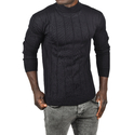 DeepSEA Slim Fit Likralı Tüylenme Yapmayan Yarım Balıkçı Çizgili Kazak 2505503