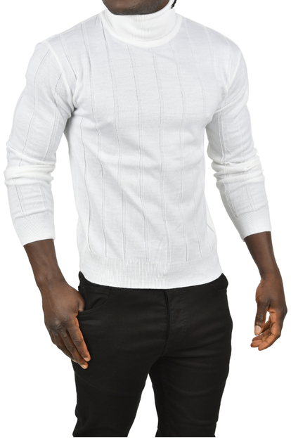 DeepSEA Tüylenme Yapmayan Slim Fit Likralı Tam Balıkçı Çizgili Kazak 2505504