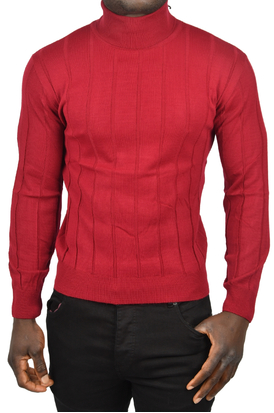 DeepSEA Tüylenme Yapmayan Slim Fit Likralı Tam Balıkçı Çizgili Kazak 2505504 2
