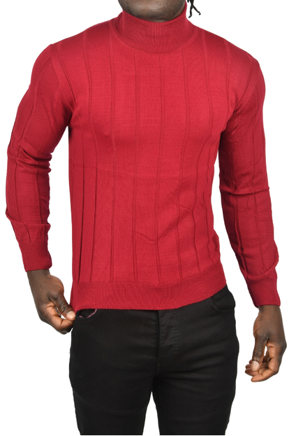DeepSEA Tüylenme Yapmayan Slim Fit Likralı Tam Balıkçı Çizgili Kazak 2505504