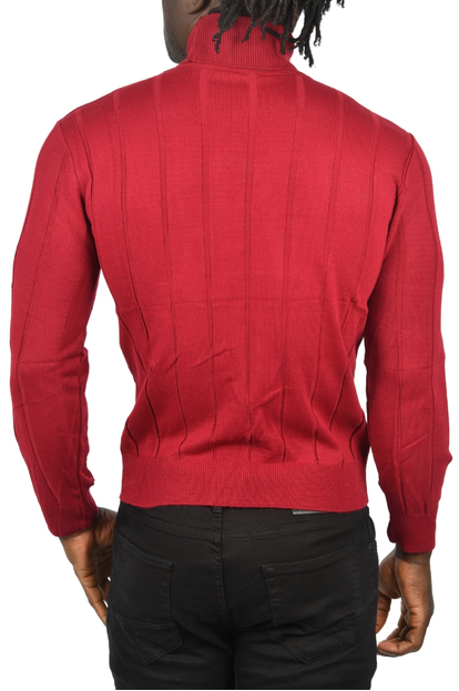 DeepSEA Tüylenme Yapmayan Slim Fit Likralı Tam Balıkçı Çizgili Kazak 2505504