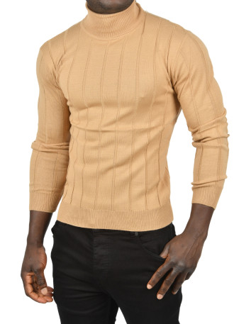 DeepSEA Tüylenme Yapmayan Slim Fit Likralı Tam Balıkçı Çizgili Kazak 2505504 2