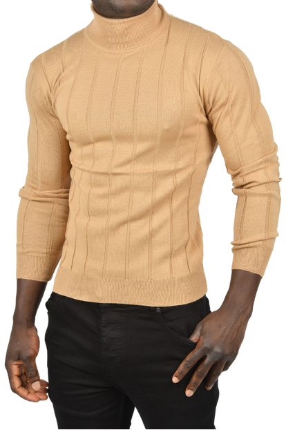 DeepSEA Tüylenme Yapmayan Slim Fit Likralı Tam Balıkçı Çizgili Kazak 2505504