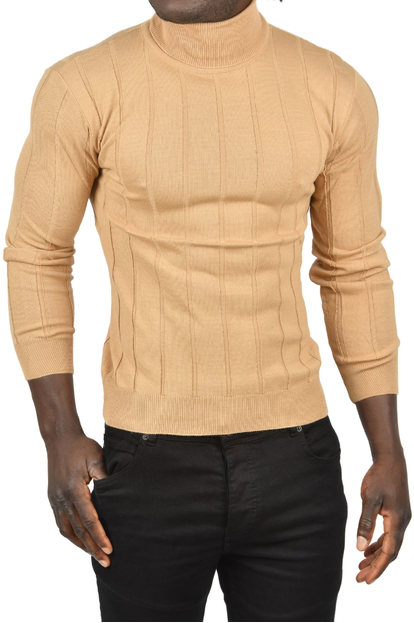 DeepSEA Tüylenme Yapmayan Slim Fit Likralı Tam Balıkçı Çizgili Kazak 2505504