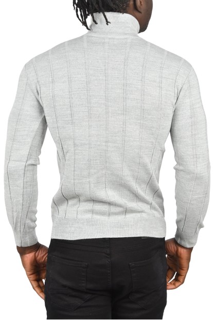 DeepSEA Tüylenme Yapmayan Slim Fit Likralı Tam Balıkçı Çizgili Kazak 2505504
