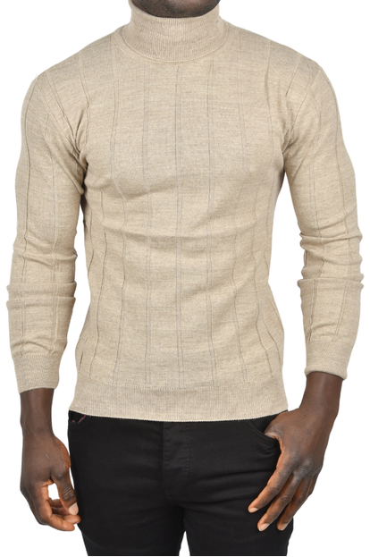 DeepSEA Tüylenme Yapmayan Slim Fit Likralı Tam Balıkçı Çizgili Kazak 2505504