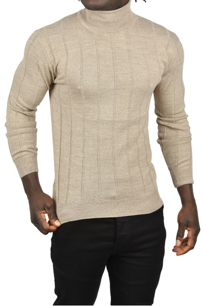 DeepSEA Tüylenme Yapmayan Slim Fit Likralı Tam Balıkçı Çizgili Kazak 2505504