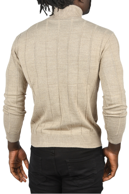 DeepSEA Tüylenme Yapmayan Slim Fit Likralı Tam Balıkçı Çizgili Kazak 2505504