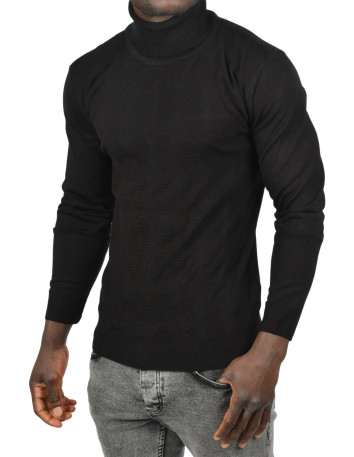 DeepSEA Slim Fit Baklava Desenli Tam Balıkçı Yaka Boğazlı Kazak 2505507 2