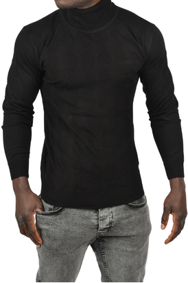 DeepSEA Slim Fit Baklava Desenli Tam Balıkçı Yaka Boğazlı Kazak 2505507 2