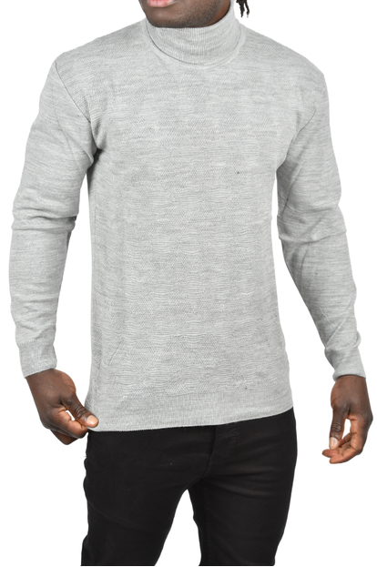 DeepSEA Slim Fit Baklava Desenli Tam Balıkçı Yaka Boğazlı Kazak 2505507