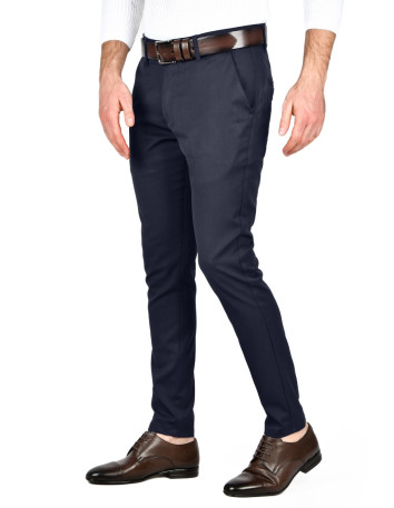 DeepSEA Kendinden Desenli Slim Fit Likralı Keten Pantolon 2502310 2
