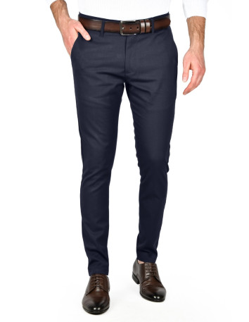 DeepSEA Kendinden Desenli Slim Fit Likralı Keten Pantolon 2502310