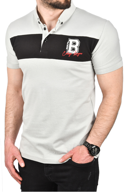 DeepSEA Çizgili Cep Detaylı Armalı Slim Fit Tişört 2403219
