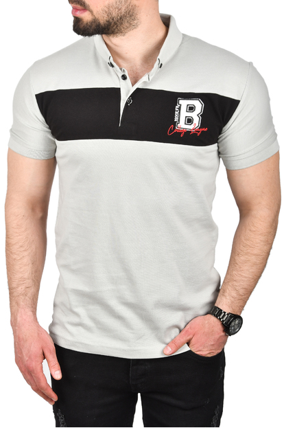DeepSEA Çizgili Cep Detaylı Armalı Slim Fit Tişört 2403219