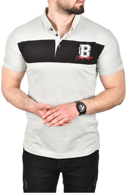 DeepSEA Çizgili Cep Detaylı Armalı Slim Fit Tişört 2403219