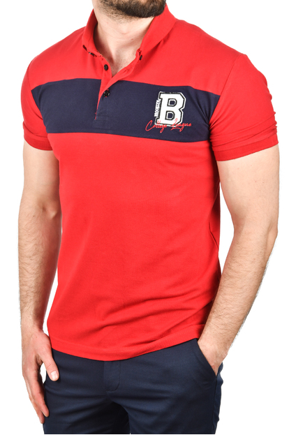 DeepSEA Çizgili Cep Detaylı Armalı Slim Fit Tişört 2403219