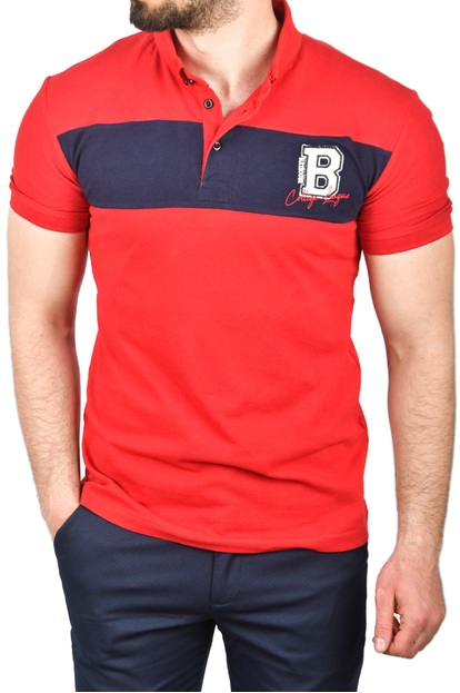 DeepSEA Çizgili Cep Detaylı Armalı Slim Fit Tişört 2403219
