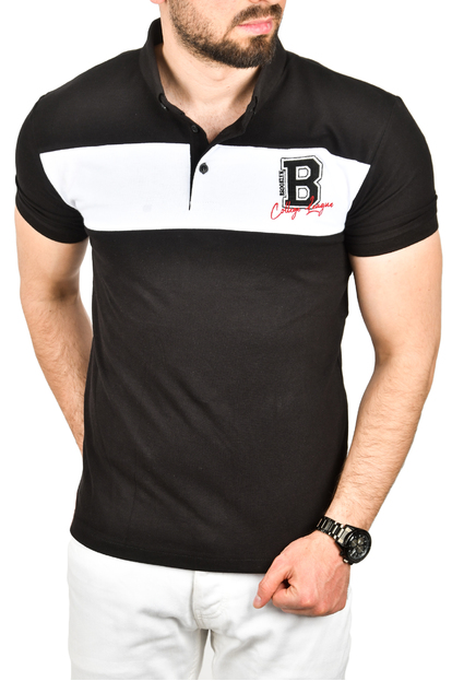 DeepSEA Çizgili Cep Detaylı Armalı Slim Fit Tişört 2403219