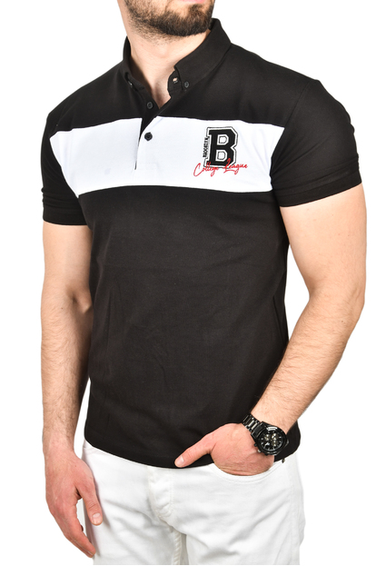 DeepSEA Çizgili Cep Detaylı Armalı Slim Fit Tişört 2403219