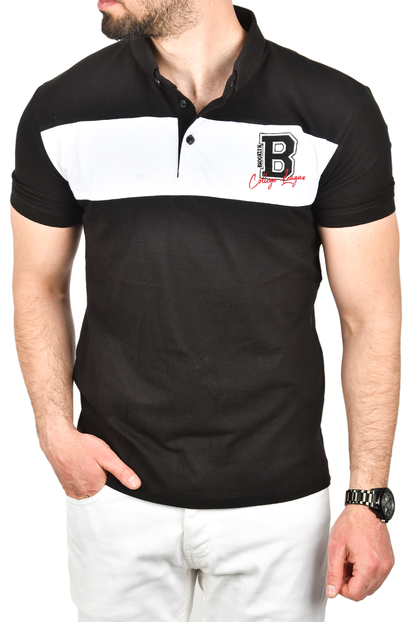 DeepSEA Çizgili Cep Detaylı Armalı Slim Fit Tişört 2403219