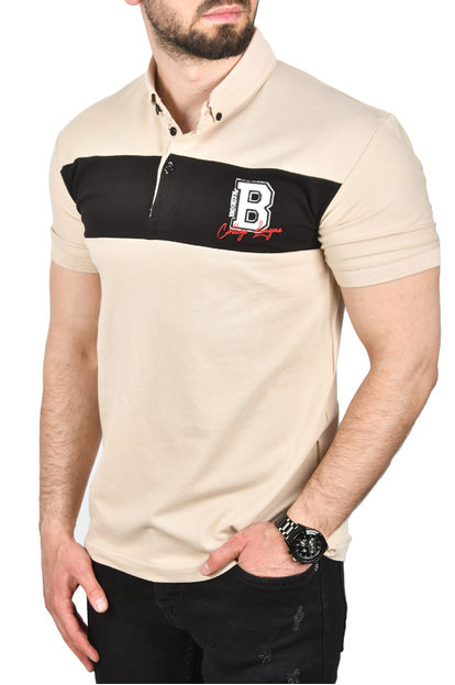 DeepSEA Çizgili Cep Detaylı Armalı Slim Fit Tişört 2403219