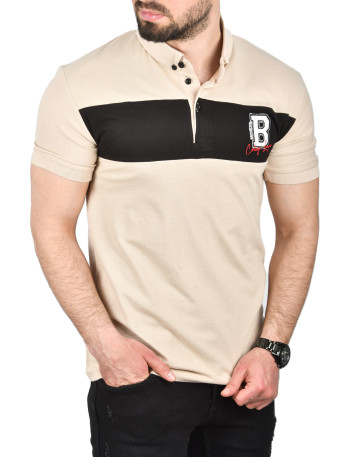 DeepSEA Çizgili Cep Detaylı Armalı Slim Fit Tişört 2403219