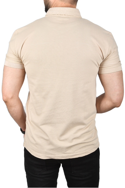 DeepSEA Çizgili Cep Detaylı Armalı Slim Fit Tişört 2403219