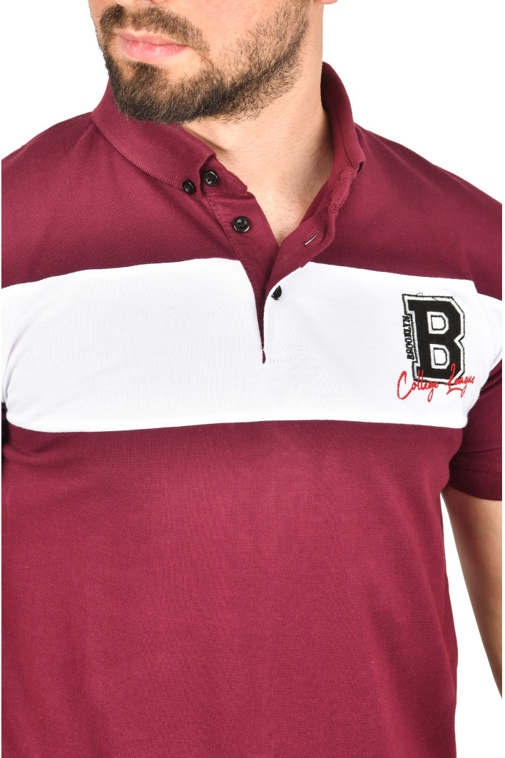 DeepSEA Çizgili Cep Detaylı Armalı Slim Fit Tişört 2403219 2