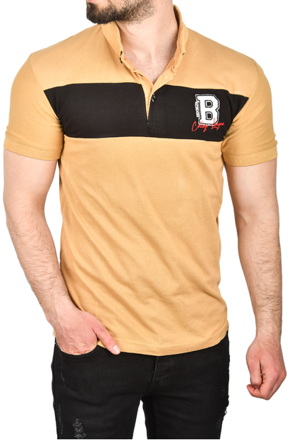 DeepSEA Çizgili Cep Detaylı Armalı Slim Fit Tişört 2403219