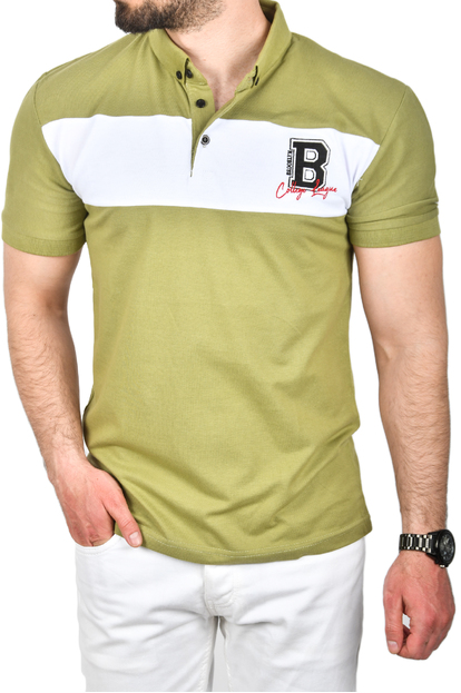 DeepSEA Çizgili Cep Detaylı Armalı Slim Fit Tişört 2403219