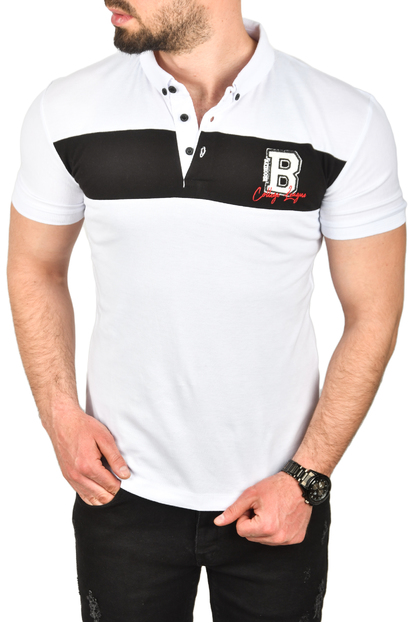 DeepSEA Çizgili Cep Detaylı Armalı Slim Fit Tişört 2403219