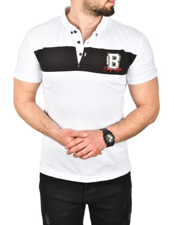 DeepSEA Çizgili Cep Detaylı Armalı Slim Fit Tişört 2403219 2