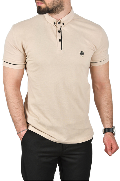 DeepSEA Slim Fit Pamuklu Kumaş Polo Yaka Tişört Nefes Alan Dar Kesim Kıvrılmaz Yaka Tişört 2503021