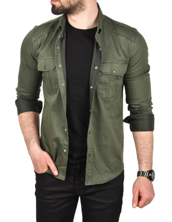 DeepSEA Likralı Kumaşı Fitilli Slim Fit Uzun Kollu Gömlek 2500805