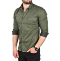 DeepSEA Likralı Kumaşı Fitilli Slim Fit Uzun Kollu Gömlek 2500805