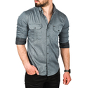 DeepSEA Likralı Kumaşı Fitilli Slim Fit Uzun Kollu Gömlek 2500805