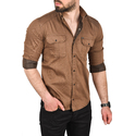 DeepSEA Likralı Kumaşı Fitilli Slim Fit Uzun Kollu Gömlek 2500805