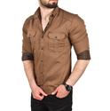 DeepSEA Likralı Kumaşı Fitilli Slim Fit Uzun Kollu Gömlek 2500805