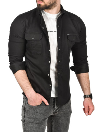 DeepSEA Likralı Kumaşı Fitilli Slim Fit Uzun Kollu Gömlek 2500805 2