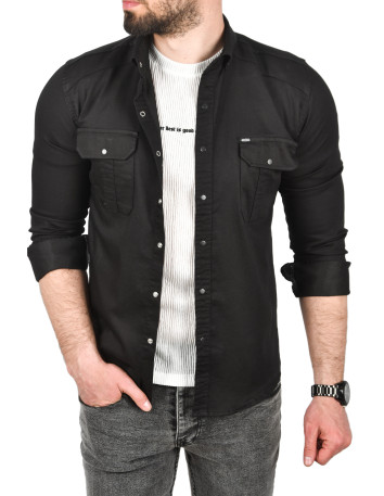 DeepSEA Likralı Kumaşı Fitilli Slim Fit Uzun Kollu Gömlek 2500805 2
