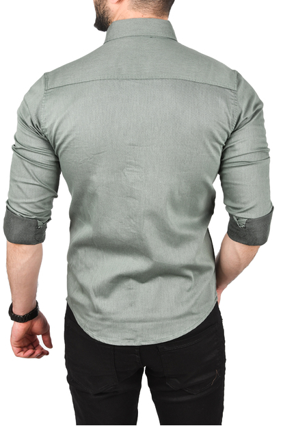 DeepSEA Likralı Kumaşı Fitilli Slim Fit Uzun Kollu Gömlek 2500805
