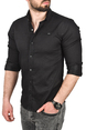 DeepSEA Slim Fit Kolay Ütülenebilir Pamuklu Spor Gömlek Likralı Kot Gömlek 2502505