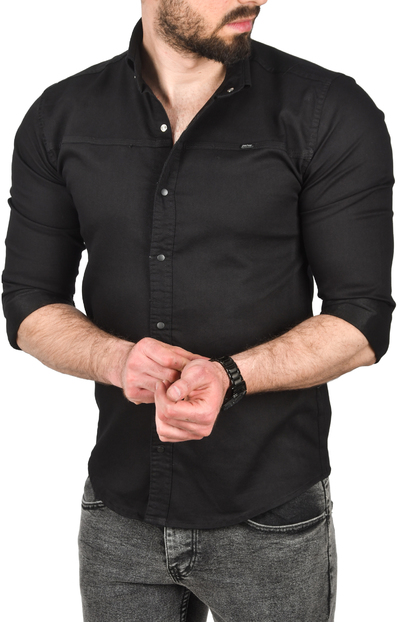 DeepSEA Slim Fit Kolay Ütülenebilir Pamuklu Spor Gömlek Likralı Kot Gömlek 2502505