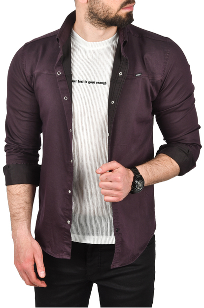 DeepSEA Slim Fit Kolay Ütülenebilir Pamuklu Spor Gömlek Likralı Kot Gömlek 2502505