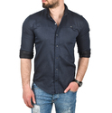 DeepSEA Slim Fit Kolay Ütülenebilir Pamuklu Spor Gömlek Likralı Kot Gömlek 2502505