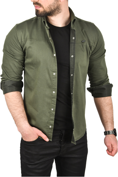 DeepSEA Slim Fit Kolay Ütülenebilir Pamuklu Spor Gömlek Likralı Kot Gömlek 2502505