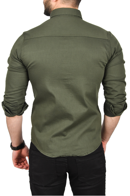 DeepSEA Slim Fit Kolay Ütülenebilir Pamuklu Spor Gömlek Likralı Kot Gömlek 2502505