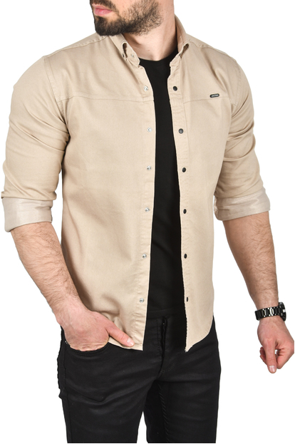 DeepSEA Slim Fit Kolay Ütülenebilir Pamuklu Spor Gömlek Likralı Kot Gömlek 2502505