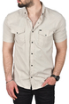 DeepSEA Slim Fit Pamuklu Kot Gömlek Kolay Ütülenebilir Çıt Çıtlı Likralı Spor Gömlek 2502504